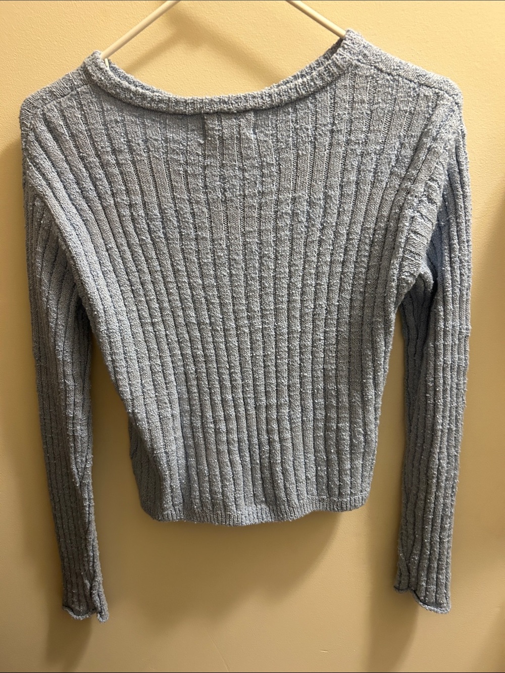 Light Blue Ribbed Button-Up Cardigan - Picture 4 of 4